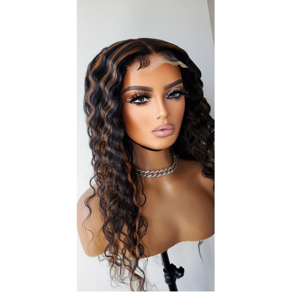 100% virgin human hair  highlighted closure wig - Picture 6 of 11